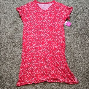 3X 22W - 24W Plus Size Chemise Hearts Nightgown Sleep Shirt Top Pockets